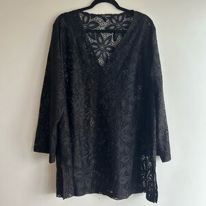 Mario Serrani Black Floral Lace Top